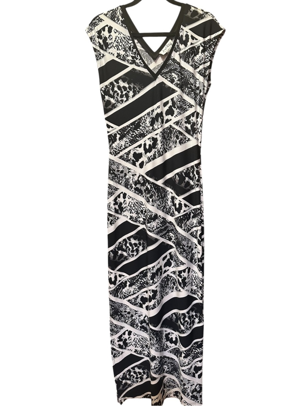 Joseph Ribkoff Black & White Sleeveless V-Neck Maxi Dress